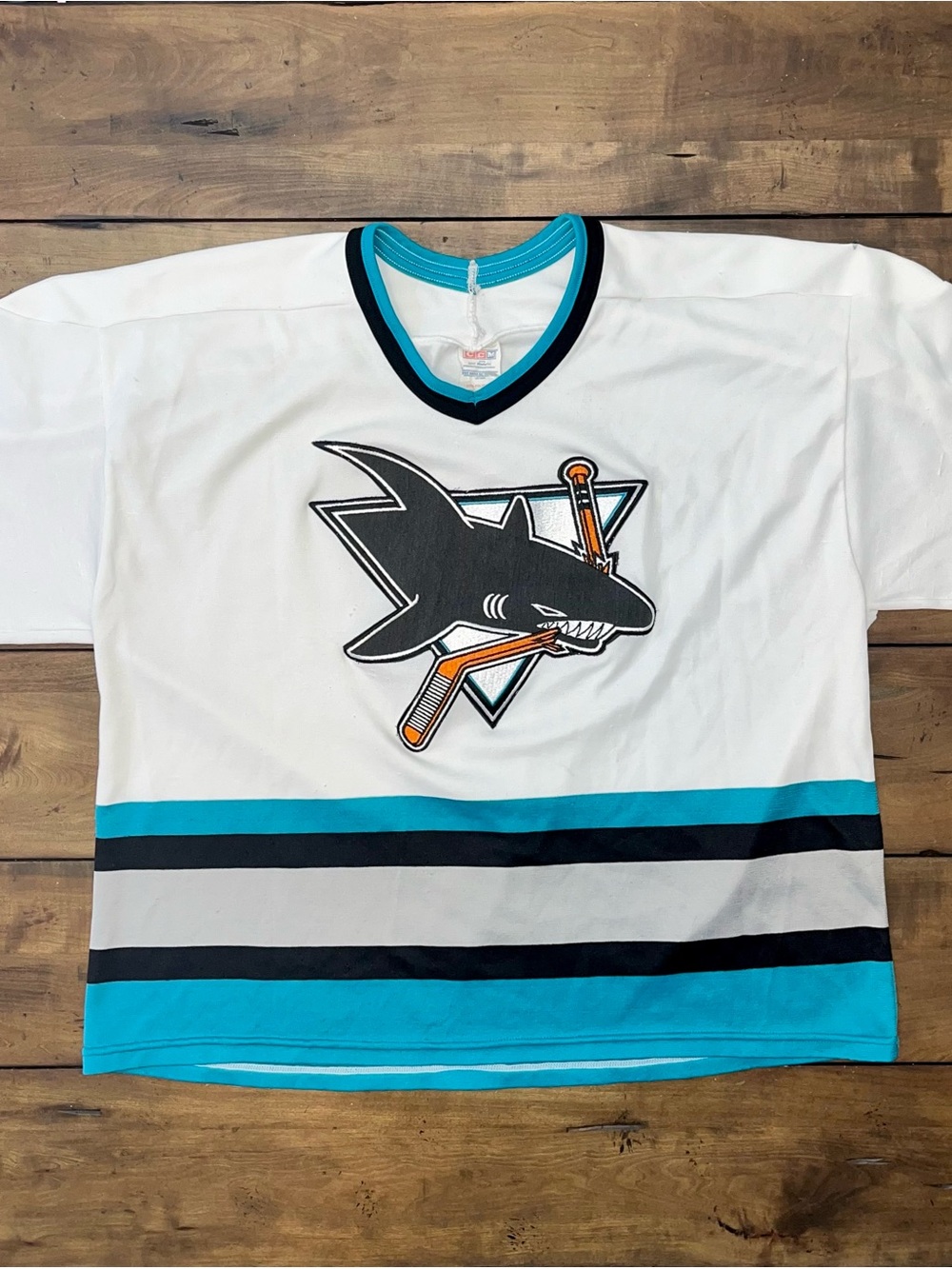 Authentic Vintage 1980s San Jose Shark 
CCM hockey Jersey XL